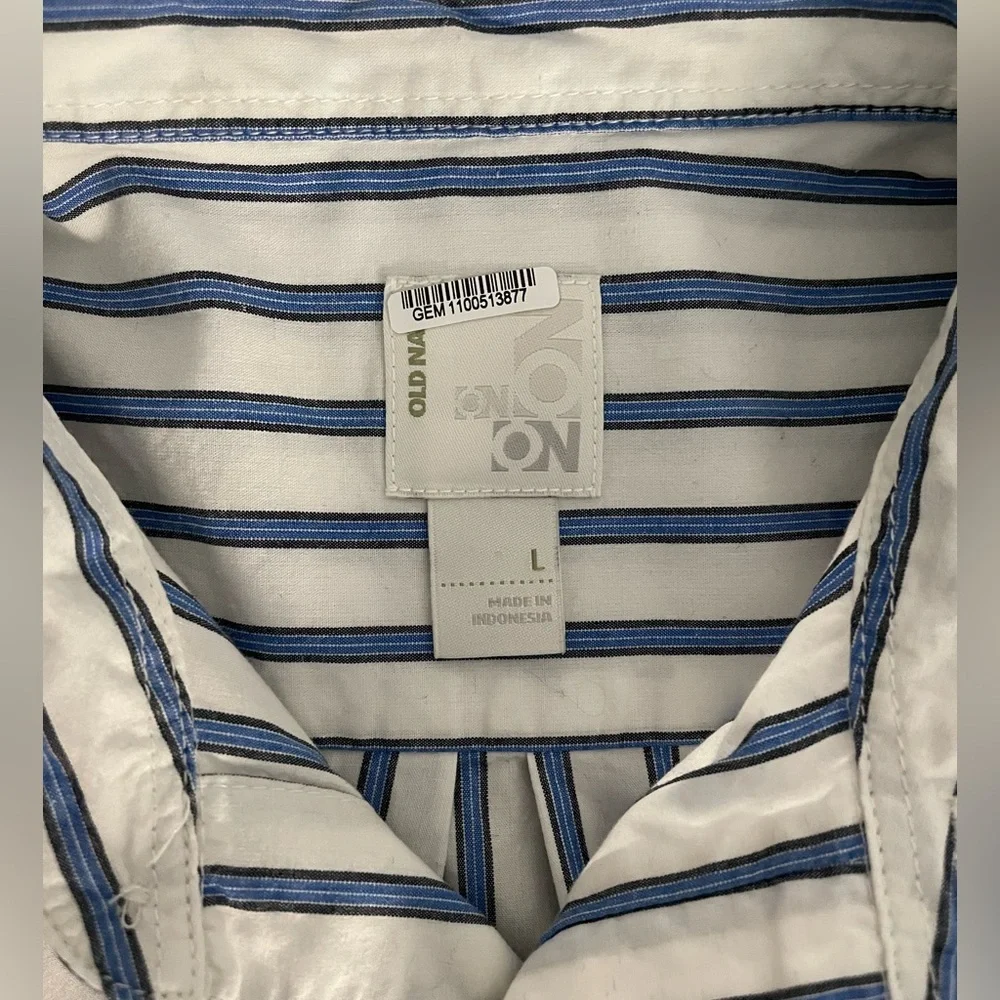 Long Sleeve striped Boys Button-down, Old Navy, blue/white size L - Picture 3 of 4